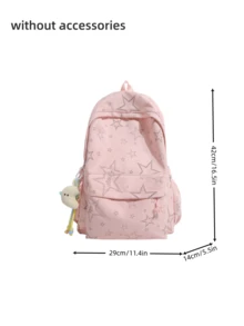 Teen Sweet Backpack Glitter Star Print Rucksack Portable Large Storage School Backpack For Daily Commute & Weekend - Multicolor - View 9