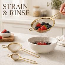 3 buah Saringan Jaring Emas Stainless Steel, Filter Jaring Halus, Dapat Digunakan Kembali, Tahan Lama, Pengayak Tepung Hemat Ruang yang Dapat Digantung, Alat Pembuat Kue, Filter Minyak, Sendok Penyaring, Aksesoris Dapur, Peralatan Dapur - MultiWarna - View 6