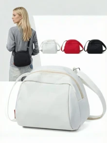 2026 Autumn New Solid Color Women's Shoulder Bag, Casual Lightweight Crossbody Bag, Made Of Soft Fabric, Zipper Closure, Adjustable Shoulder Strap, Minimalist Urban Style - Multicolor - View 4