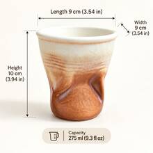 1pc Handmade Twisted Ceramic Cup, Asymmetrical Glazed Coffee Cup, Creative Artistic Coarse Pottery Tea Cup - Multicolor - View 13
