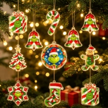 The Grinch 1pc Christmas Acrylic Hanging Ornament With Hanging Rope, Acrylic Material, Cartoon Christmas Tree Pendant, Funny Quirky Christmas Style, Christmas Tree Decorative Hanging Ornament, Suitable For Winter Christmas Tree Decoration, Window Display, Holiday Gift, Party Scene Decor - Multicolor - View 11
