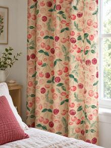 2PCS Cherry Print Faux Linen Sheer Curtains, Light Filtering Window Drapes, Fruit Home Decor For Kitchen Living Room, 71"W X 94"L - Multicolor 3 - View 6