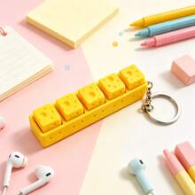 1pc New Best-Selling Cheese Mini Keyboard Press Fingertip Stress Relief Keychain, Cute Realistic Food Button Sensory Fidget Toy, Portable Backpack Charm Pendant, Christmas Holiday Party Gift - Multicolor - View 3