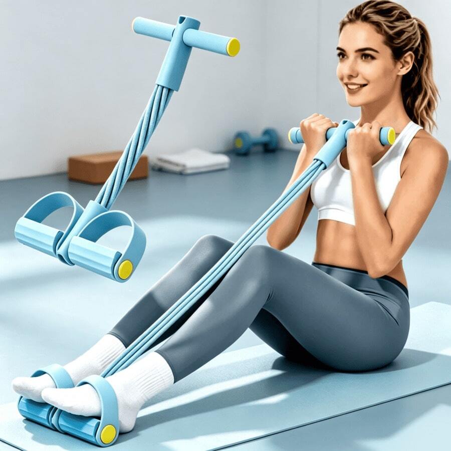1pc 6-Tube Foot Pedal Resistance Band, Multi-Function Yoga Foot Pedal ...