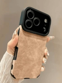 奢華啞光人造皮革全鏡頭保護手機殼，適用於 iPhone 18 Pro Max 18 Pro 17 16 15 14 13 12 11 Pro Max Plus 17Air，鏡頭保護防震軟背蓋 - 棕色 - 查看 4