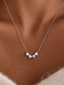 Custom Heart Letter Necklace, Personalized Multi-Letter Combination Stainless Steel Pendant, Customizable Letter Combination, Suitable For Daily And Special Occasions, Necklace Gift For Friends And Family, Creative Fashion Minimalist DIY Personalized Custom Holiday Celebration Birthday Gift - Silver-heart - View 2
