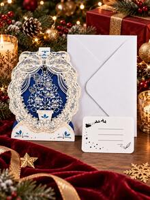 2pcs/Set 3 Styles Christmas 3D Pop-Up Invitation Cards With Envelopes, Elegant Laser Cut Holiday Greeting Cards, Suitable For Parties, Family Gatherings, Office Celebrations - Christmas Style - View 8