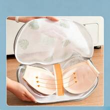 1/2 قطعة حقيبة غسيل حمالات صدر مطبوعة ثلاثية الأبعاد، حجرات شبكية سميكة، سحاب مع بطانية واقي، مقبض مدمج، قابلة للغسل في الغسالة مضادة للتشوه والتشابك، تحمي الملابس الداخلية والأسلاك المعدنية - كيس غسيل الملابس الداخلية - مشاهدة 4