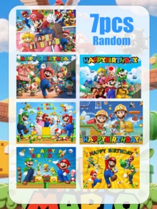Splendor Birthday Theme Backdrop Cloth, 7 Designs Randomly Available With 1 Being Chosen. High-Definition Pattern. Suitable For Christmas, Halloween, Festivals And Daily Birthday Party Photo Setups. The Hanging Cloth Creates A Festive Atmosphere. - Multicolor - View 13