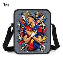 Red & Blue Striped Jersey Star 2D Print 3 Pieces Set, Side Elastic Mesh Pocket Water Bottle Holder, Wide & Thick Breathable Adjustable Shoulder Strap, Fashionable Sports Fan Style Commuter Travel Picnic Daily Storage Bag - Printed Bag - View 10