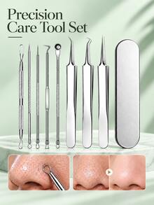 5pcs/2pcs/1pc Blackhead Removal Tool Set With Storage Box, Precision Curved Dolphin Tip Tweezers, Stainless Steel Pimple Extractor And Acne Squeezer Tool, Suitable For Blackheads, Ingrown Hairs, Nose Cleaning And Facial Skincare - Multicolor - View 3