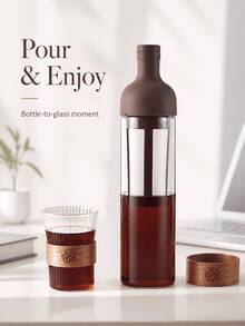 SMEGGEMS Pembuat Kopi Seduh Dingin Kapasitas Besar 1000ml - Teko Seduh Kaca Borosilikat Tinggi, Cocok untuk Rumah, Luar Ruangan, Kantor. Teko Seduh Dingin Multifungsi, Dapat Digunakan untuk Kopi dan Teh Buah - Coklat - View 2