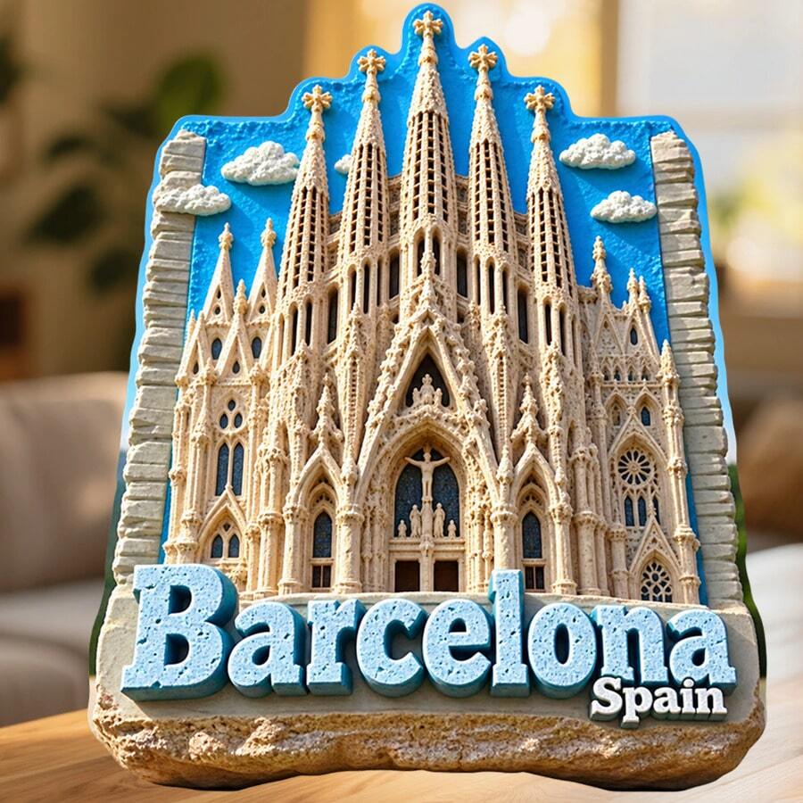 Barcelona Sagrada Familia Fridge Magnet, A Gaudi Inspired Landmark Story For Cozy Kitchen Travel Memories For All Metal Surfaces Throughout The Home - A - View 1