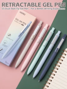قلم جل قابل للسحب بلون بشرة موراندي، سريع الجفاف برأس كروي مزدوج CS - حبر أسود - مشاهدة 3