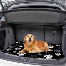 1pc Black And White Paw Print Pattern Car Trunk Mat, Keeps Your Car Interior Clean And Stylish, Practical And Fashionable Car Interior Protection, Adds Personalized To Your Car, Suitable For All Car Models Trunk Protection. - A - View 2
