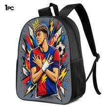 Red & Blue Striped Jersey Star 2D Print 3 Pieces Set, Side Elastic Mesh Pocket Water Bottle Holder, Wide & Thick Breathable Adjustable Shoulder Strap, Fashionable Sports Fan Style Commuter Travel Picnic Daily Storage Bag - Printed Bag - View 12