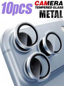 10PCS Metal Camera Lens Protection Tempered Glass Material High Hardness Anti-Collision Anti-Sharp Objects Using Advanced Adhesive Not Easy To Fall Off, Easy To Install Compatible With IPhone 18Promax/18Pro - Baby Blue - View 1