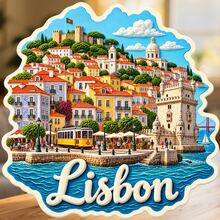 Lisbon Portugal Fridge Magnet, A Harbor Tram Journey Through Hillside Streets For Cozy Kitchen Travel Memories For All Metal Surfaces Throughout The Home - A - View 6