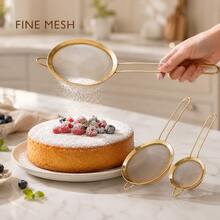3 buah Saringan Jaring Emas Stainless Steel, Filter Jaring Halus, Dapat Digunakan Kembali, Tahan Lama, Pengayak Tepung Hemat Ruang yang Dapat Digantung, Alat Pembuat Kue, Filter Minyak, Sendok Penyaring, Aksesoris Dapur, Peralatan Dapur - MultiWarna - View 4