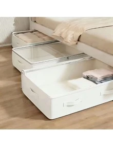 1/3 piezas Caja de almacenamiento plegable, Organizador de armario debajo de la cama blanco, Contenedor de almacenamiento plegable debajo de la cama, Excelente funcionalidad - Blanco - Ver 1