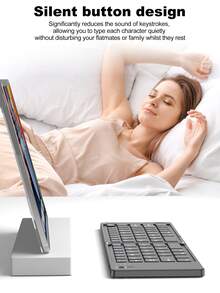 Keyboard Lipat, Keyboard Lipat Ganda, Keyboard Bluetooth Tablet, Keyboard Nirkabel untuk PC Versi Android Ringan dan Ringkas, Keyboard Portabel, Cocok untuk Rumah, Kantor, dan Perjalanan Bisnis, Warna Hitam - View 4