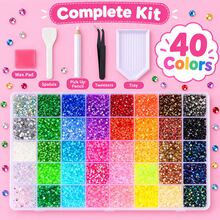 40 Color Box Flat Back Resin Rhinestones, DIY Rhinestone Craft Set, Decorate Cups, Phone Cases, Perfume Bottles, Makeup Mirrors, Bags And Clothing Modification, Creative Handmade Inlay Accessories - Multicolor - View 2
