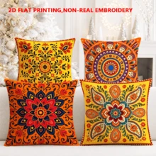 4 Stück Boho-Stil Kissenbezüge, Vintage-Muster Kissenbezüge, Mandala-Muster quadratische Kissenbezüge, weiche und bequeme Kissenbezüge, Reißverschluss, perfekt für Wohnzimmer, Sofa, Bett, Schlafzimmer, Zimmer, Veranda, Terrasse, Auto, Büro, Heimdekoration und Geschenk, doppelseitiger Muster, Partydekoration Kissenbezüge, mehrere Größenoptionen, maschinenwaschbar (Kissenfüllung nicht enthalten), 150 g/m² - Verschiedenfarbig - Übersicht 14