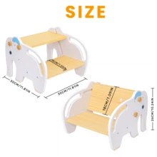 UBRAVOO Wooden 2-In-1 Convertible Step Stool For Kids, 100kg Capacity Toddler Step Chair, Non-Slip Design, Suitable For Bathroom, Toilet Training & Seating - White-elephant - View 5