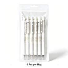6pcs Weather Forecast Retractable Gel Pens, 6 Styles, 0.5mm Black Ink. Smooth Writing For Office, Study, And Daily Use. - Multi-color - View 8