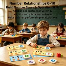 1 bộ đồ chơi học toán Montessori, khối đếm màu sắc và thẻ flash phép tính, giáo cụ trực quan dạy cộng trừ, đồ chơi nhận thức giáo dục sớm, trò chơi tương tác cha mẹ và con cái, công cụ dạy toán cho lớp mầm non - Nhiều màu - Xem 3