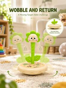 幼兒搖搖環圈投擲遊戲，花朵造型投擲玩具附6個環，圓形搖擺底座，手眼協調室內外遊戲禮物，適合男孩女孩，花園玩具，蒙特梭利玩具，兒童旅行活動，幼兒玩具，嬰兒用品，兒童玩具 - 彩色 - 查看 4