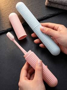 Portable Travel Toothbrush Holder (Single Pack) – Non-Slip Striped Design – Essential For College, Camping, And Travel – Great For Summer Trips, Back-To-School, Bathroom Organization, And Holiday Travel - Multicolor - View 2