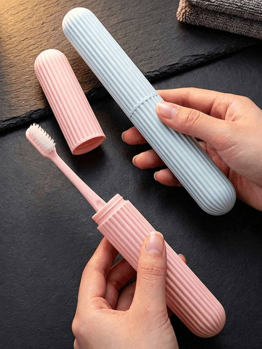 Portable Travel Toothbrush Holder (Single Pack) – Non-Slip Striped Design – Essential For College, Camping, And Travel – Great For Summer Trips, Back-To-School, Bathroom Organization, And Holiday Travel