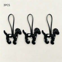 1PC/2PCS/3PCS Cute Spotted Puppy Pendant, Leather Strap Handmade Stitched Bag Charm, Backpack Accessory Small Gift - Black - View 7