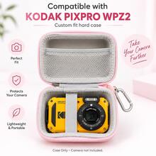 Hard Case For PIXPRO WPZ2 Camera, Pink Carrying Case With Mesh Pocket - View 4