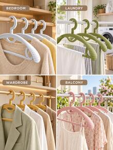 Gantungan Baju Multifungsi Anti Selip dengan Alur Bahu, Rak Penyimpanan & Pengeringan Lemari Hemat Ruang, Cocok untuk Penyimpanan di Rumah dan Penyewa - MultiWarna - View 8