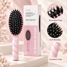 Elegant Detangling Hair Brush With Rounded Massage Tips, Soft Flexible Bristles And Twisted Comfort Handle For Smooth Daily Hair Care, Styling And Scalp Massage - Multicolor - View 4