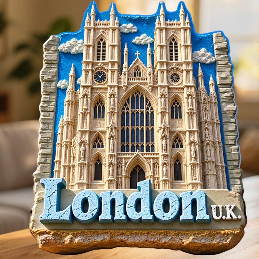London United Kingdom Fridge Magnet, A Gothic Abbey Story For Curious Kitchen Travel Memories For All Metal Surfaces Throughout The Home - A - View 1