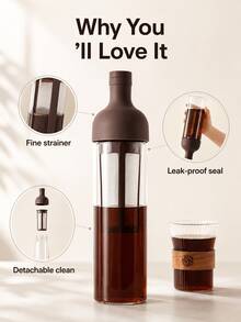 SMEGGEMS Pembuat Kopi Seduh Dingin Kapasitas Besar 1000ml - Teko Seduh Kaca Borosilikat Tinggi, Cocok untuk Rumah, Luar Ruangan, Kantor. Teko Seduh Dingin Multifungsi, Dapat Digunakan untuk Kopi dan Teh Buah - Coklat - View 1