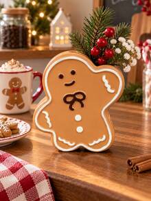 1pc Cute Gingerbread Christmas Vase, Small Flower Vase For Tabletop, Christmas Table Centerpiece, Holiday Shelf Decor, Living Room Kitchen Dining Table Home Decoration, Winter Xmas Decor - Selected Items - View 1