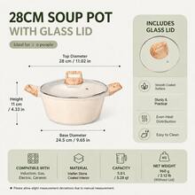 Large Capacity Maifan Stone Coated Soup Pot With Glass Lid, Easy-Release Surface Stock Pot For Soups, Stews, Hot Pot, Pasta And Family Meals, Deep Stovetop Cooking Pot With Dual Side Handles - View 15