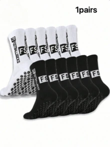 1/3/6 Pairs Men's Soccer Socks, Thick Fleece Long Tube Couple Anti-Slip Socks, Durable Sports Socks, Autumn Style - Multicolor - View 5