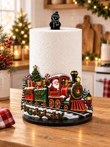 2D FLAT Christmas Decorative Kitchen Paper Towel Holder (No Power Light) - Desktop Tabletop Roll Holder (Combines Display And Storage Functions), Fun Santa Claus Design, Suitable For Kitchen, Bathroom, Living Room And Dining Room, Decorative Piece To Create A Warm Christmas Atmosphere. (Paper Towels Not Included) - Multicolor 4 - View 3