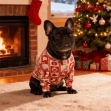 1PC Christmas Dog Pajamas - Soft Warm And High Stretch Full Coverage Pet Rompers, Anti Licking & Bug Protective Jumpsuit For Small Medium Large Dogs, Christmas All Over Printing Dog Clothes - Multicolor - View 3