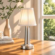 LED Wireless Rechargeable Fabric Table Lamp, 1800mAh Lithium Battery, Touch Switch, 3 Lighting Modes, Adjustable Brightness, Metal Body With Fabric Lampshade, Luxury High-End Design, Modern Home Decor, Suitable For Bedroom, Living Room, Dining Room, Hallway, Office Smart Lighting - Desk Lamp - View 10