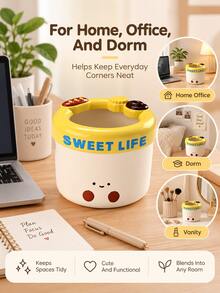 Fun Modern Style Desktop Storage Bucket, Mini Storage Box, Suitable For Storing Various Small Items, Compact And Practical, Applicable For Bedroom, Office, Study Or Dormitory, Suitable For Year-Round Use, Christmas Gift, Room Decor Aesthetic - Multicolor - View 7