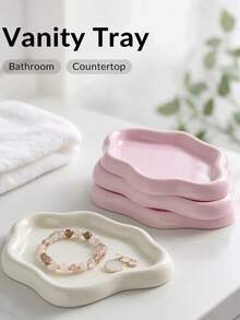 1pc Asymmetric Cloud-Shaped Tray (7.68" X 5.32") - Nordic Style Jewelry Storage Tray, Jewelry Collection Decorative Organizer Tray, Suitable For Keys, Earrings, Necklaces, Soap And Jewelry Display Tray. Perfect For Autumn Decor, Bedroom Decor - Multicolor - View 4