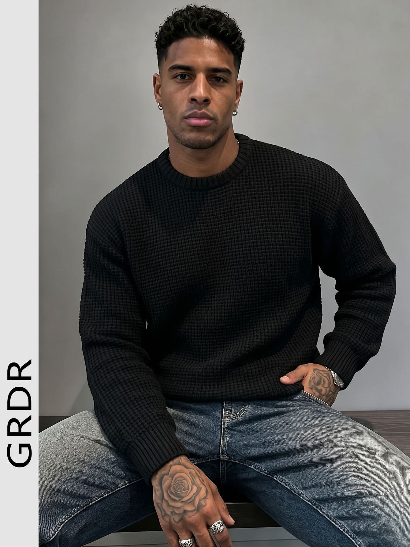 GRDR Men's Casual Crew Neck Long Sleeve Knit Sweater, Autumn/Winter