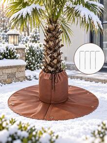 2/1pc Tree Root Winter Protective Cover, Breathable Non-Woven Fabric Tree Base Frost Protection Mat With Drawstring And Metal Eyelets, Windproof Warm Tree Trunk Protector, Suitable For Outdoor Garden Plants, Shrubs, Seedlings, Yard Frost And Cold Protection Cover - Multicolor - View 2