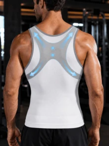 2pcs Compression Shaping Vest, Sleeveless Slim Fit Body Shaper, Abdominal Shaping, Male Breast Compression Vest, Tight Underwear - Multicolor - View 7